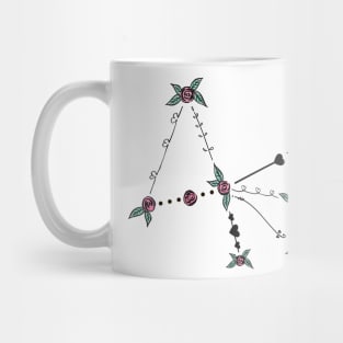 Pavo (Peacock) Constellation Roses and Hearts Doodle Mug